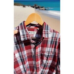 Canoe Red Plaid LS Shirt 100% Cotton Mens Size 42 Tag (Chest measures 44")